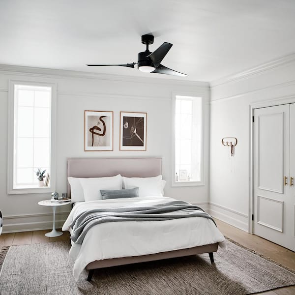 Rana 60 in. Indoor Satin Black Downrod Mount Ceiling Fan with Integrated LED with Wall Control Included