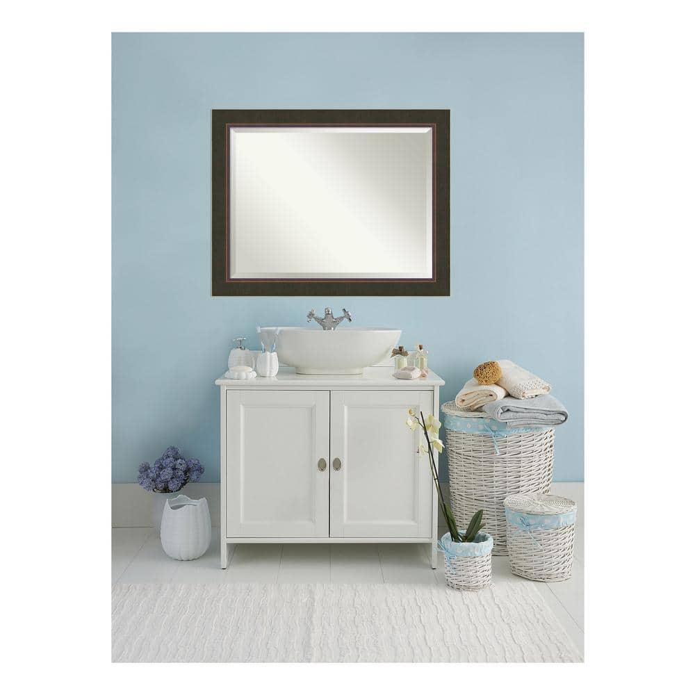 Milano Bronze 46.5 in. x 36.5 in. Beveled Rectangle Wood Framed Bathroom Wa