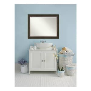 Milano Bronze 46.5 in. x 36.5 in. Beveled Rectangle Wood Framed Bathroom Wall Mirror in Bronze,Brown