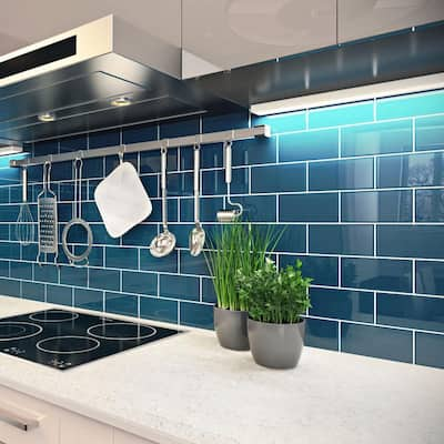 Blue Glass Tile Tile The Home Depot