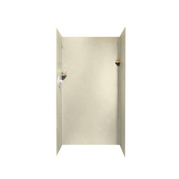 Swan 36 in. x 36 in. x 72 in. 3-Piece Easy Up Adhesive Alcove Surround in Bone