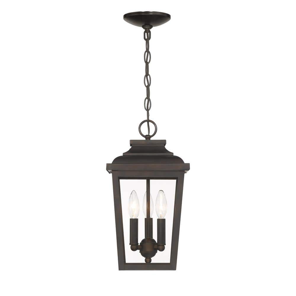 Chelesa Bronze 3-Light Outdoor Pendant with Clear Glass Shade