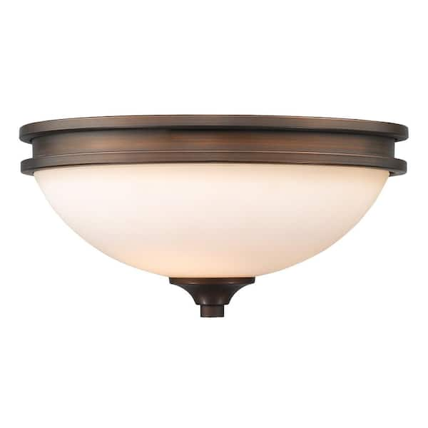 Golden Lighting Holborn Collection 2-Light Sovereign Bronze Flush Mount