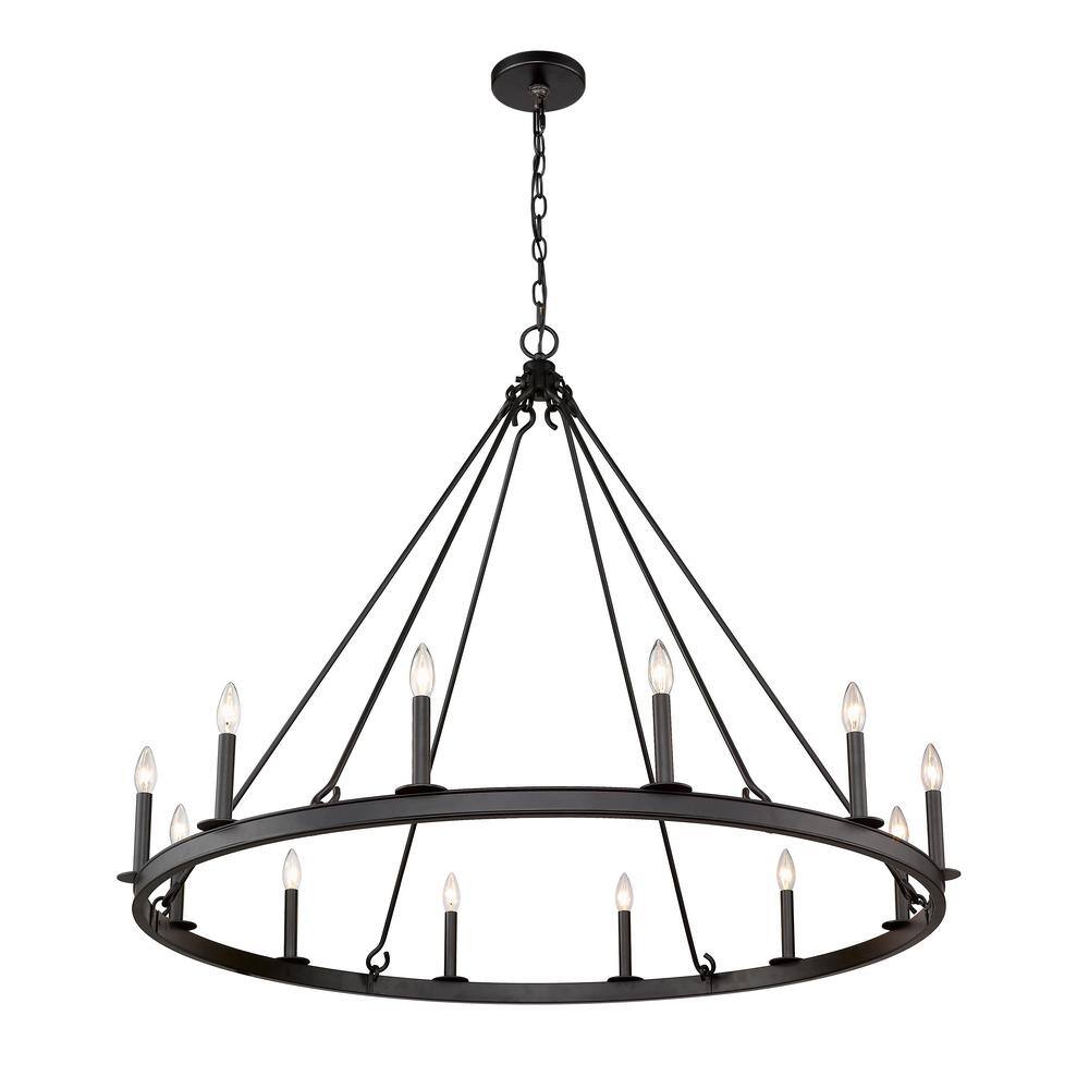 Matte Black 12-Light Candle-Inspired Chandelier