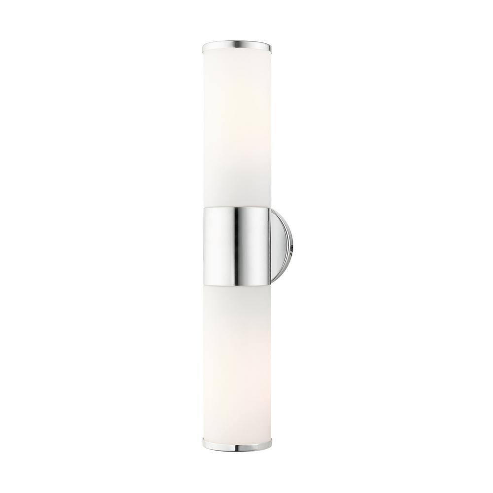 Lindale Polished Chrome 2-Light ADA Vanity Sconce with Satin Opal White Glass