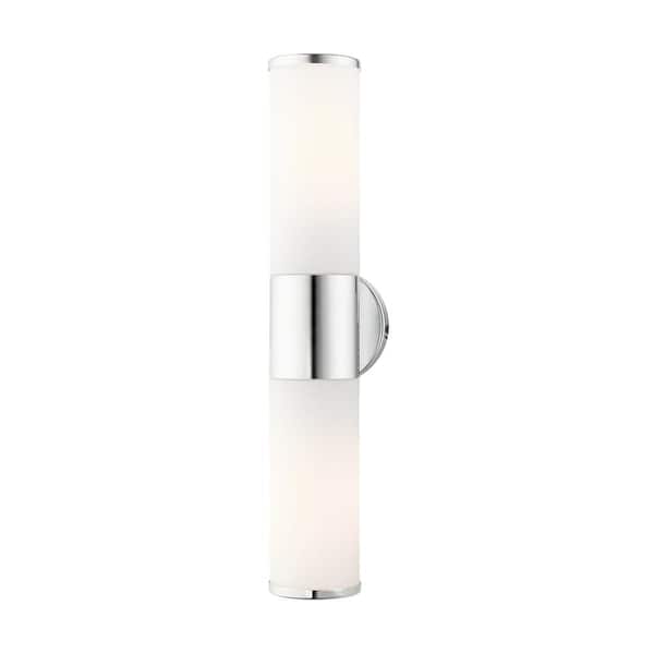 AVIANCE LIGHTING Crestmoor 18.5 in. 2-Light Polished Chrome ADA Vanity Light with Satin Opal White Glass