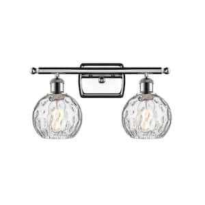 Athens Water Glass 16 in. 2-Light Polished Chrome Vanity Light with Clear Water Glass Shade
