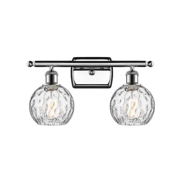Innovations Athens Water Glass 16 in. 2-Light Polished Chrome Vanity Light with Clear Water Glass Shade