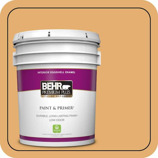 BEHR PREMIUM PLUS 5 gal. #M260-5 Mac N Cheese Eggshell Enamel Low Odor Interior Paint & Primer
