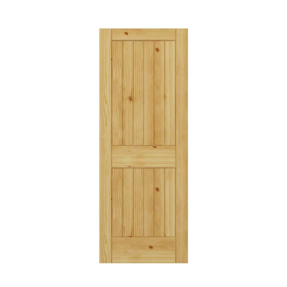 30 in. X 80 in. X 1-3/8 in. 2-Panel Square Top V-Groove Unfinished Knotty Pine Wood Solid Core Interior Door Slab price history on PriceWatchPro