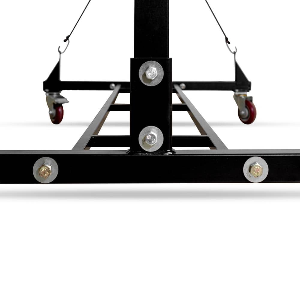 Black Steel Folding Chair and Table Storage Cart with Wheels
