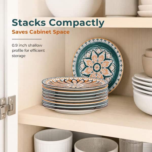 Wudkey 8-Piece 8.5 in. Porcelain Salad Plates, Dessert Plates