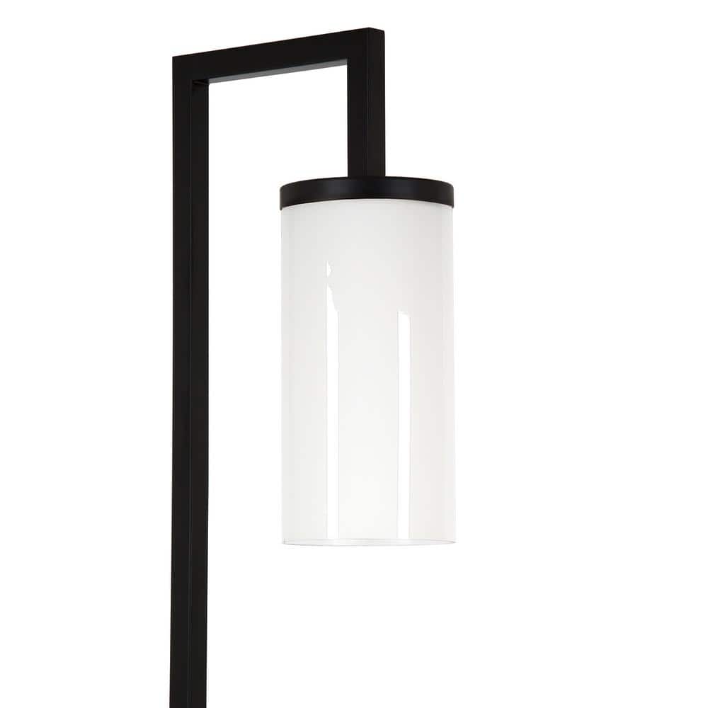 67.75" Blackened Bronze Floor Lamp with White Glass Shade