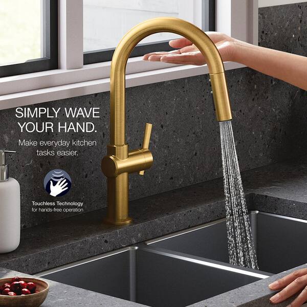 KOHLER Clarus Single Handle Pull Down Sprayer Kitchen Faucet in Vibrant Brushed Moderne Brass