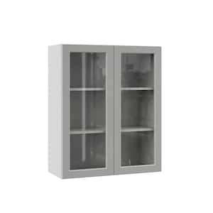 Designer Series Melvern Assembled 30x36x12 in. Wall Kitchen Cabinet with Glass Doors in Heron Gray