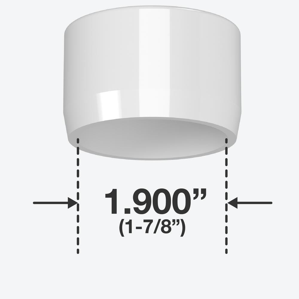 White 1-1/2" PVC Slip-Joint End Cap, 10-Pack