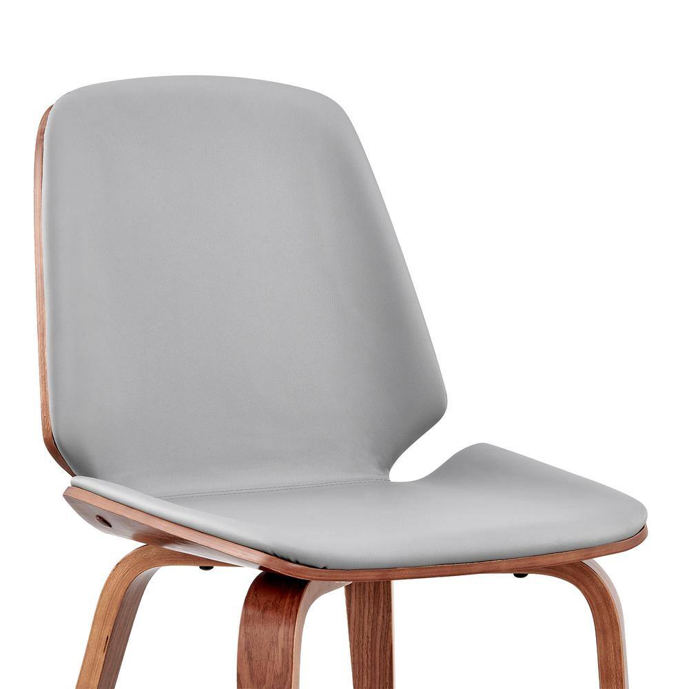Gray Faux Leather & Walnut Wood Upholstered Side Chair
