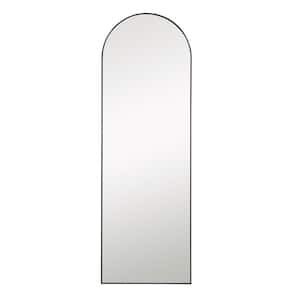 21.27 in. x 64.17 in. Modern Arched Framed Gold Full Length Mirror Leaning Mirror with Standing Holder