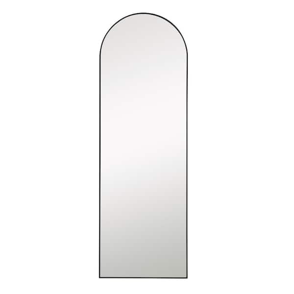 Lirago 20 in. x 59 in. Modern Arched Framed Black Full Length Mirror Standing Mirror