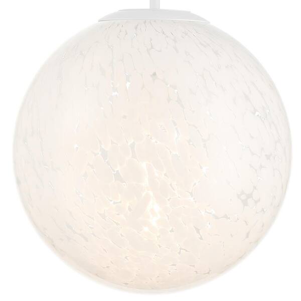 Designers Fountain - Circo 60-Watt 1-Light Matte White Modern Pendant Light with White Art Glass Shade and No Bulbs Included