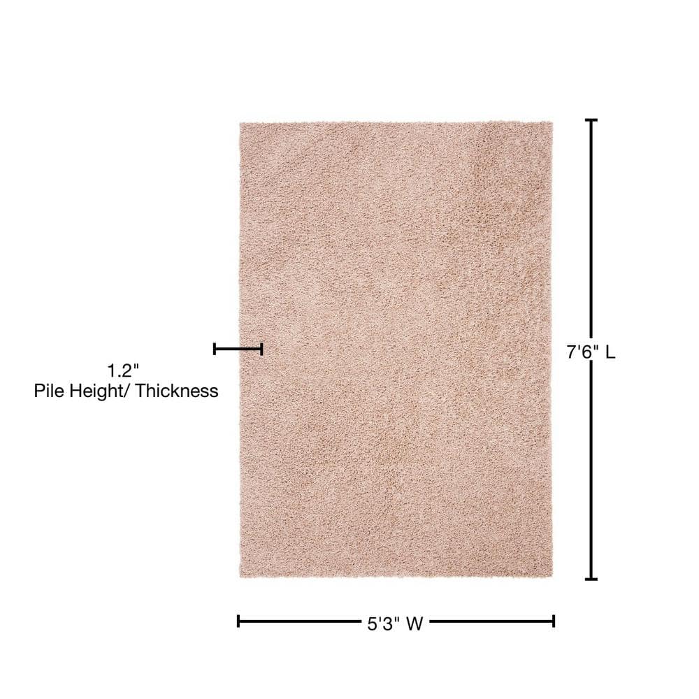 Beige 5'3" x 7'6" Synthetic Shag Area Rug