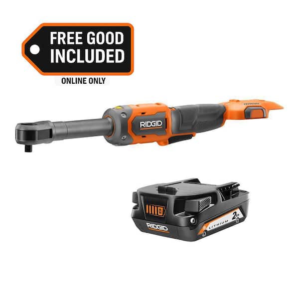 18V Brushless Cordless 3/8 in. Extended Reach Ratchet with FREE 2.0 Ah Lithium-Ion Battery