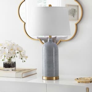 Stark 27 in. Blue Table Lamp with White Shade
