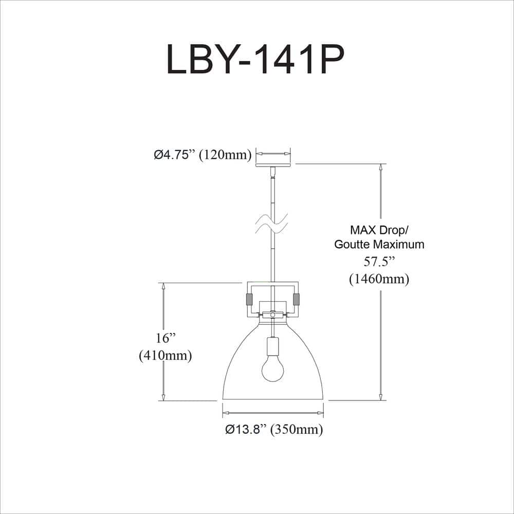 Liberty Aged Brass 13.75" Modern Bowl Pendant with Clear Dome Shade