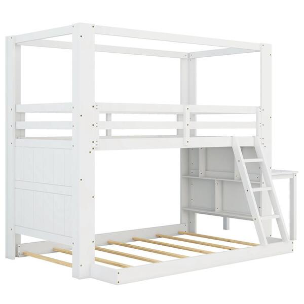 ATHMILE White Wood Frame Twin Bed Frame