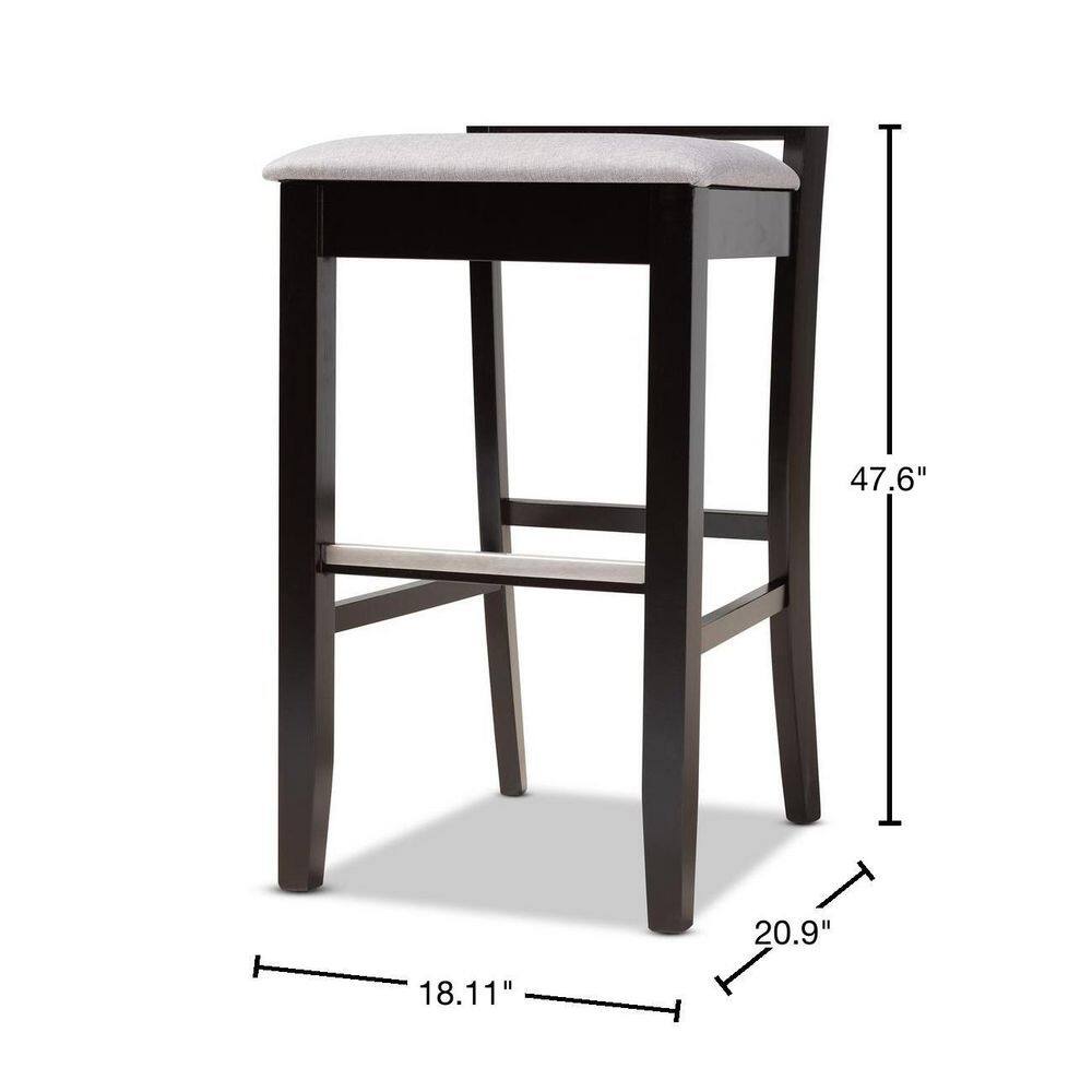 Carson Espresso and Gray Upholstered Wood Bar Stool Set