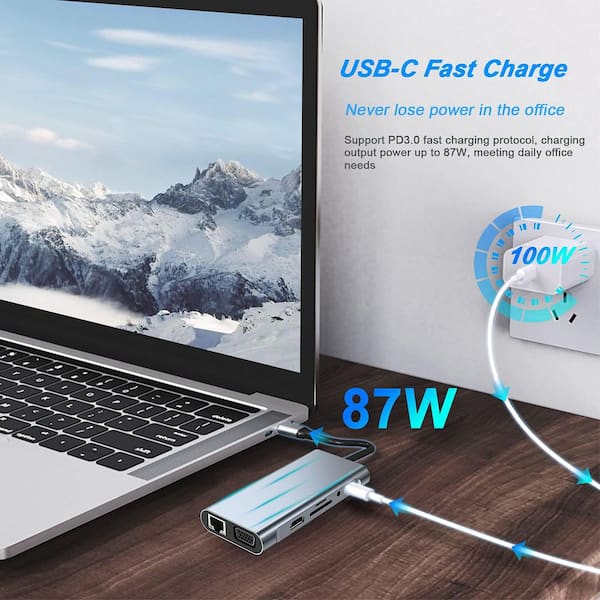 USB C Hub 8-in-1 With 4K HDMI, 100W PD Charging, Ethernet, SD/TF Card Reader & USB Ports For MacBook & Windows Surface Docking Station