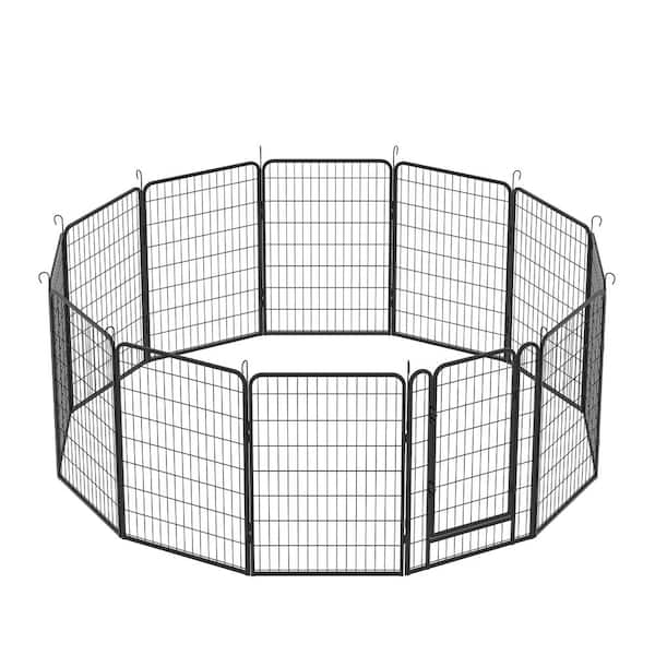 maocao hoom 39.37 in. H x 81.10 in. W 12-Panels Heavy Duty Metal Pet Pen with door and Pet Exercise