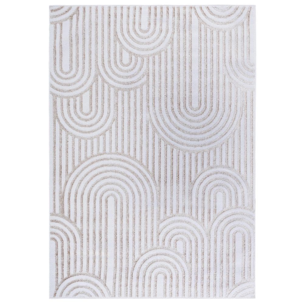 Maya Ivory 9 ft. x 12 ft. Striped Arches Area Rug price history on PriceWatchPro