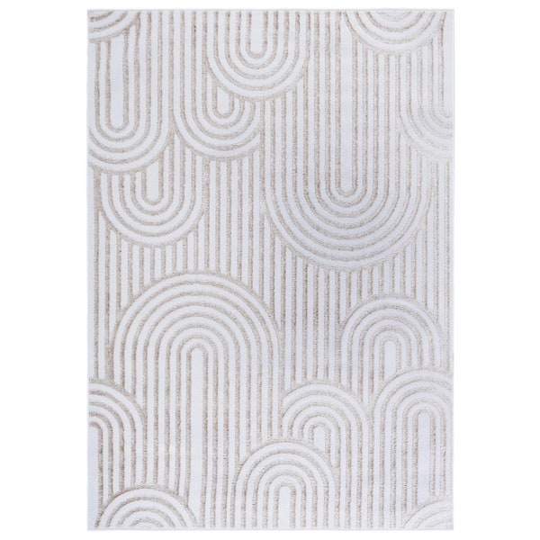 Maya Ivory 9 ft. x 12 ft. Striped Arches Area Rug