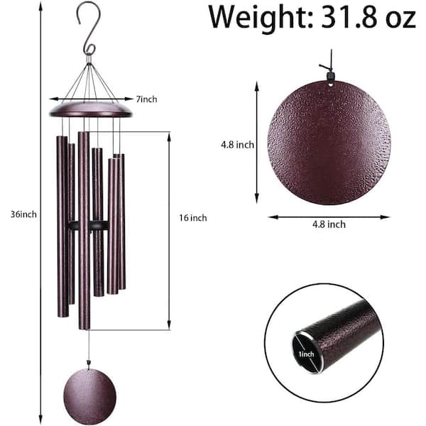 MUMTOP 36 in. Outdoor Metal Wind Chime with Deep Soothing MUMTOP 36 in. Outdoor Metal Wind Chime with Deep Soothing