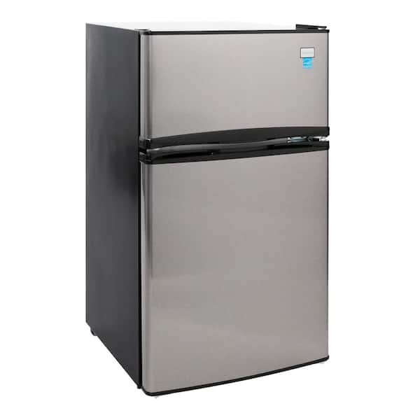 West Bend 3.1 cu.ft. 2 Door Mini Fridge in Stainless Steel with Freezer ...