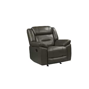 40 In. Gray Real Leather Power Recliner Armchair