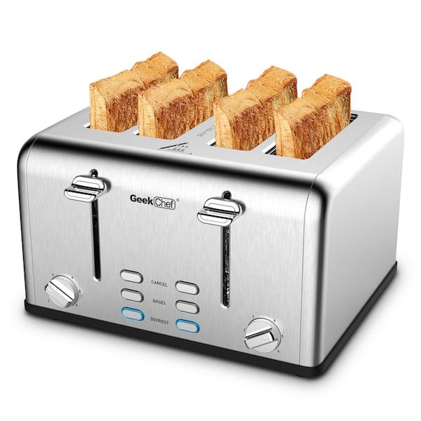 4-Slice Toaster, Retro Toaster with Long Extra-Wide Slots and Removable  Tray, Cancel/Bagel/Reheat Function, 6 Shape Options, BPA free(Grey)