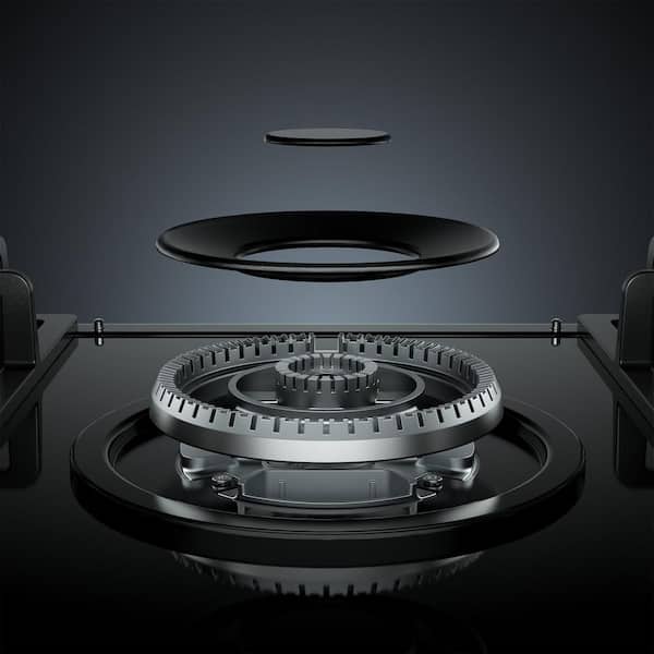 36 in. Gas Stove Cooktop with Italy SABAF 5-Burners NG/LPG Convertible in Black Tempered Glass