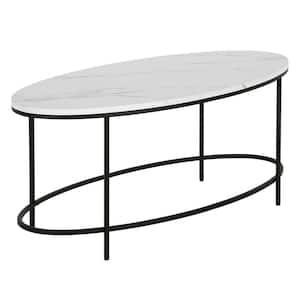 Francesca 42 in. Blackened Bronze Oval Faux Marble Coffee Table