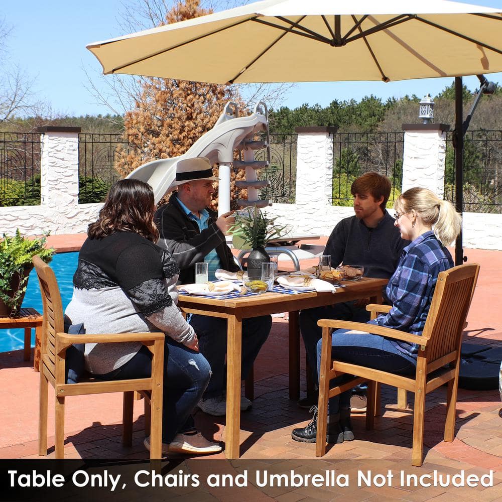 Elegant 47" Teak Wood Rectangular Outdoor Dining Table - Light Brown Finish