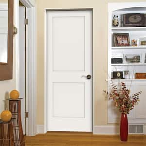 28 in. x 80 in. 2 Panel Shaker Left-Hand Solid Core Primed Wood Single Prehung Interior Door