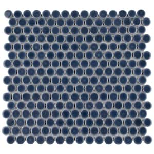 Hudson Penny Round Denim Blue 12 in. x 12 in. Porcelain Mosaic Tile (10.74 sq. ft. / Case)