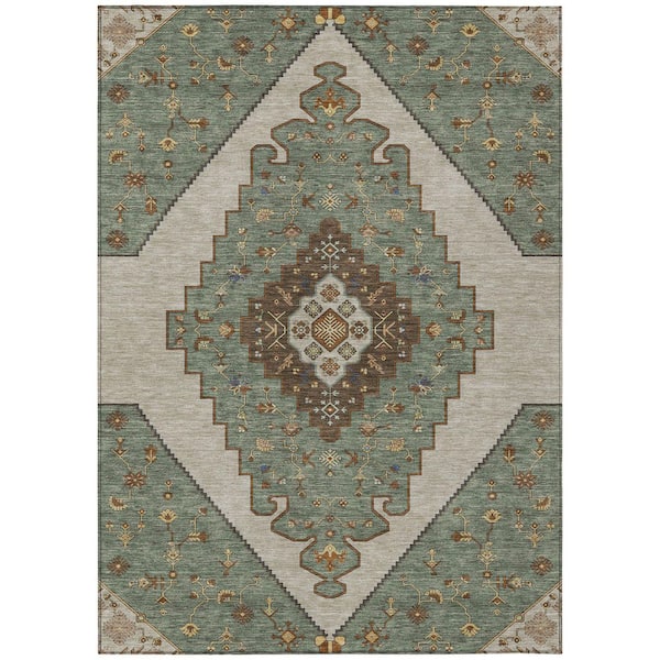 Chantille Machine Washable Indoor/Outdoor Abstract ACN2472 Basil 8 ft. x 10 ft. Area Rug
