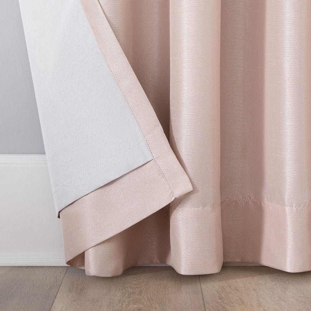 Blush Pink Faux Dupioni Silk Blackout Curtain Panel