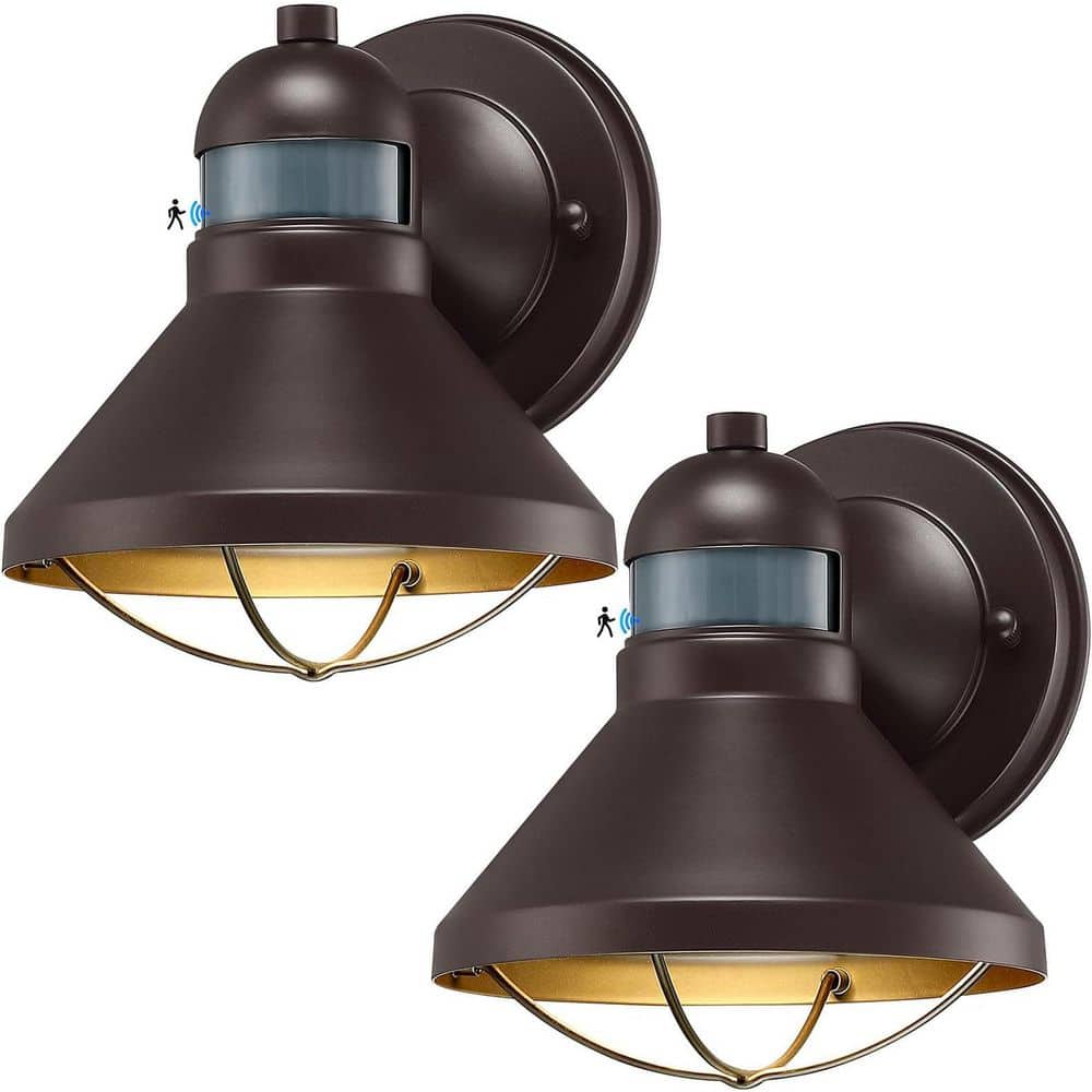 1100 Lumen 120 Degree Brown Motion Sensing Dusk to Dawn LED Floodlight Outdoor Wall Sconce Barn Light 2 Pack price history on PriceWatchPro