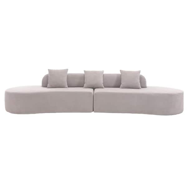 Z-joyee 130.5 in Wide Armless Polyester Curved Modern Upholstered Sofa in Gray