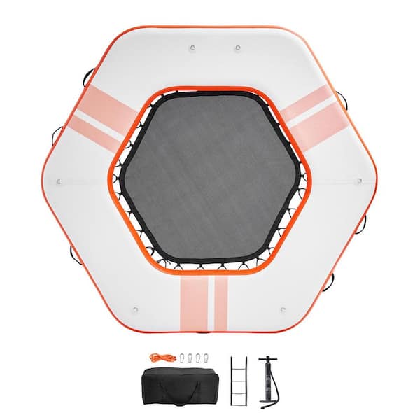 Inflatable Floating Dock, Non-Slip Floating Platform Water Mat, 8.5 ft. Dock Platform with 5 ft. Trampoline Mesh Pool