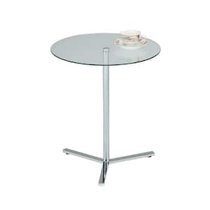 SignatureHome 20 in. W Chrome Finish Material Metal Top Panel Glass Form End Table - (Dimensions:20" W x 20" L x 22" H)