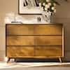 JAYDEN CREATION Gentile Acorn 52 in. 6-Drawer Dresser